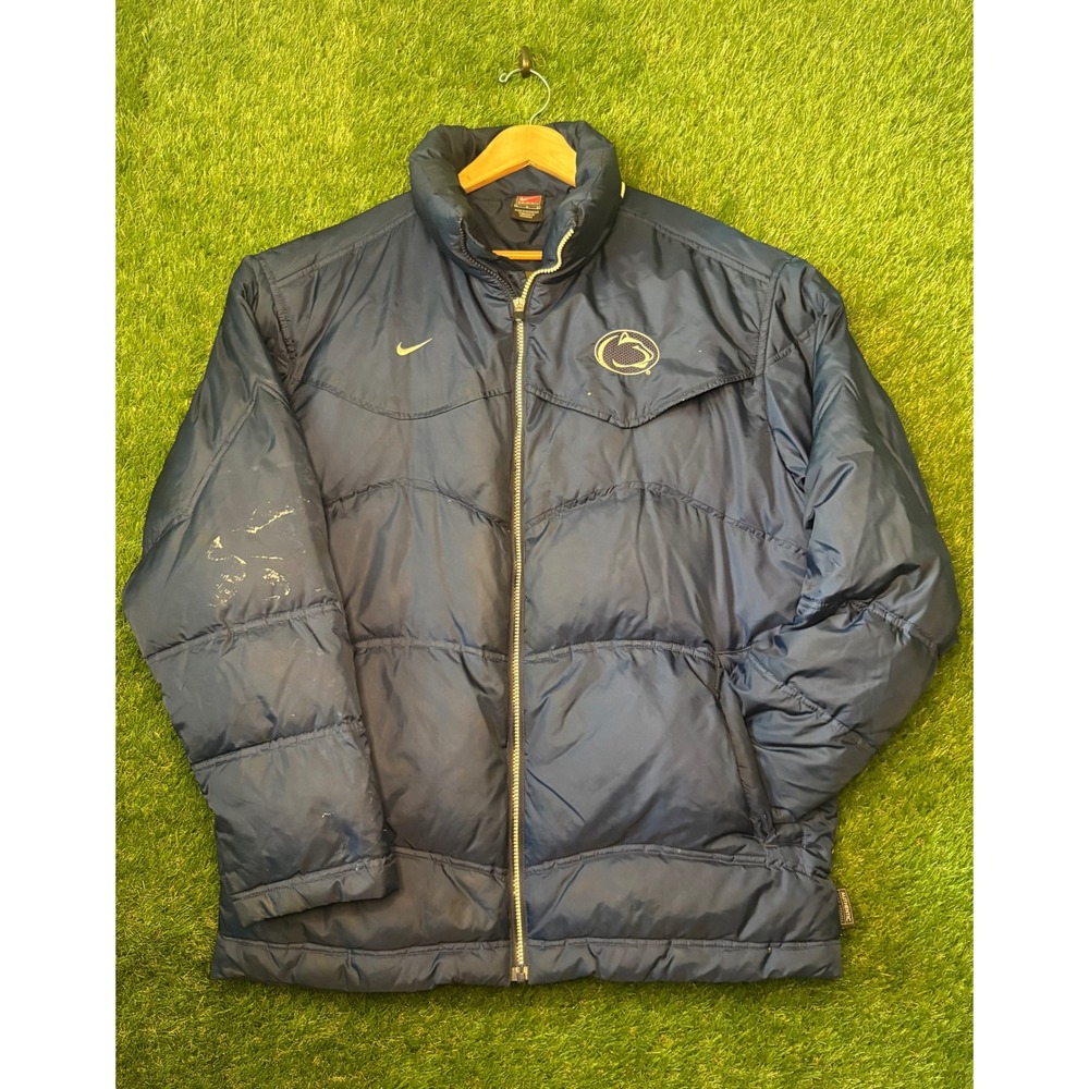 Y2K Nike Penn State Nittany Lions Puffer Jacket Mens Large Navy Blue Full Zip